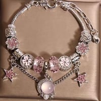 Pink moon charm bracelet【R0553】