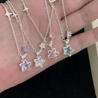 Colorful clear star necklace【R0591】