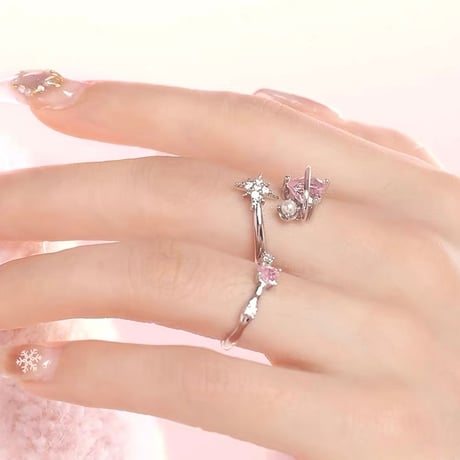 Pink heart rolled ring【R0551】