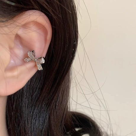 Ribbon stone ear cuff【R0577】