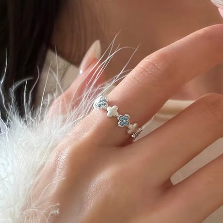 Blue flower ring【R0601】