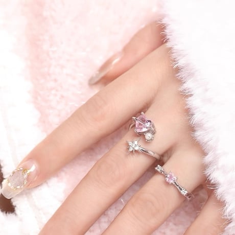 Pink heart rolled ring【R0551】