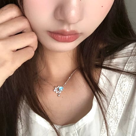Double star silhouette necklace【R0586】