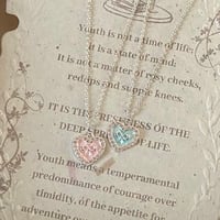 Heart ribbon girly necklace【R0585】