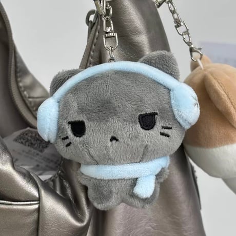 ヘッドホンマフラーねこちゃんキーホルダー【S0230】