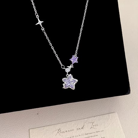 Colorful clear star necklace【R0591】