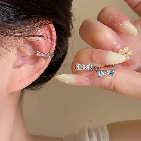 Ribbon thin ear cuff【R0571】