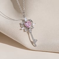 Key pink heart necklace【R0592】
