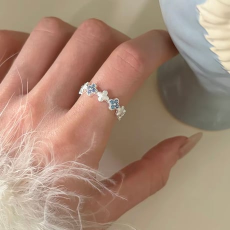 Blue flower ring【R0601】