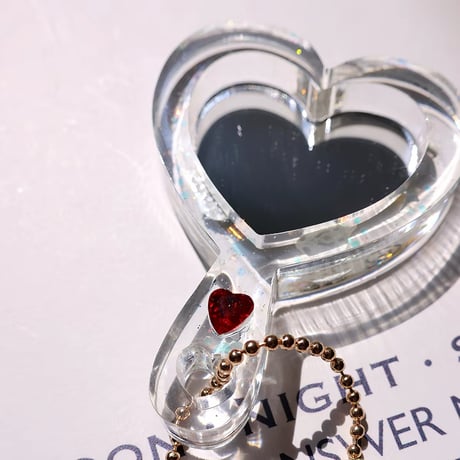 クリアハートネコミラー【I0044】