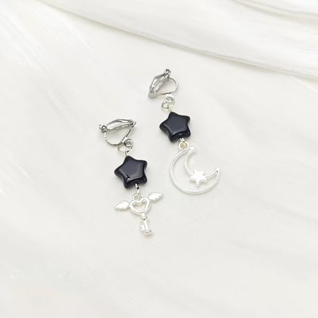 Angel & star charm earring【R0581】