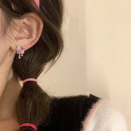 Meltpink heartearring【R0575】