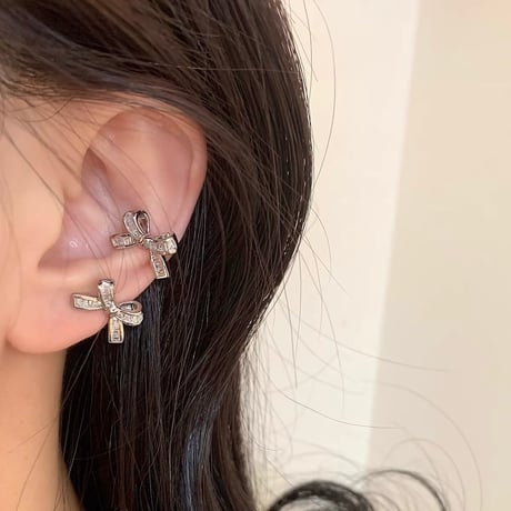 Ribbon stone ear cuff【R0577】