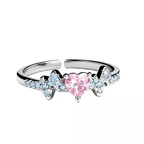Pink and blue heart ring【R0599】