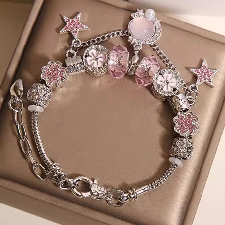 Pink moon charm bracelet【R0553】