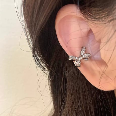 Ribbon stone ear cuff【R0577】