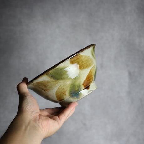 6寸マカイ1 三彩 双葉紋 やちむん 陶器 北窯 松田共司工房:7004067