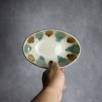 楕円鉢1 三彩 点打 やちむん 陶器 漂窯:7010014