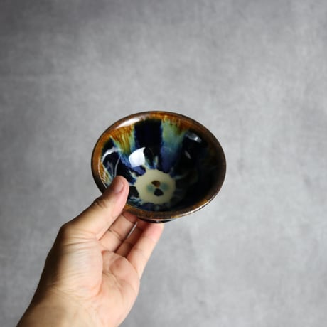 茶碗小1 青三彩 やちむん 陶器 エドメ陶房:7201015