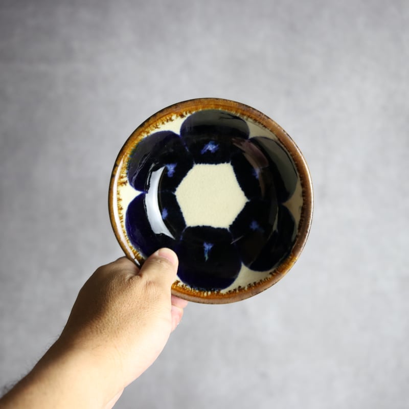小鉢4 青丸紋 やちむん 陶器 エドメ陶房:7201001 | MADE IN OKINAWA