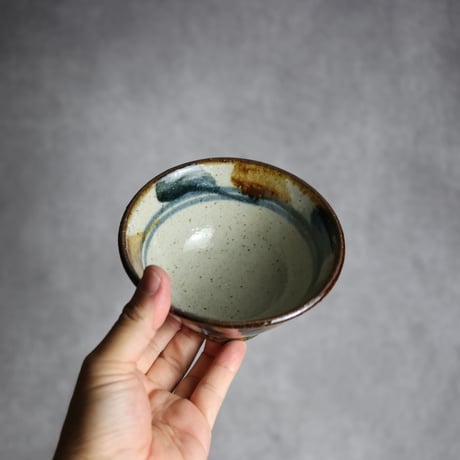 4寸マカイ 紺 茶 デイゴ柄 やちむん 陶器 陶芸こまがた:7006022