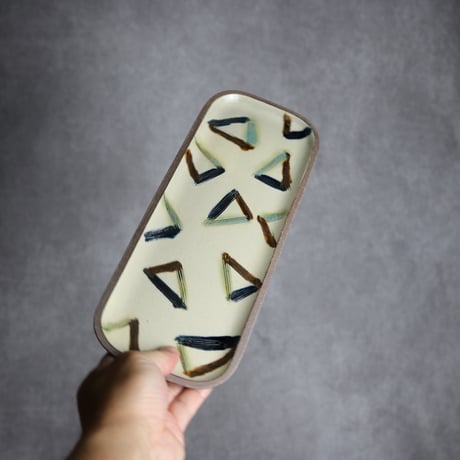 長角皿 長 櫛目三角 やちむん 陶器 一翠窯:7021004