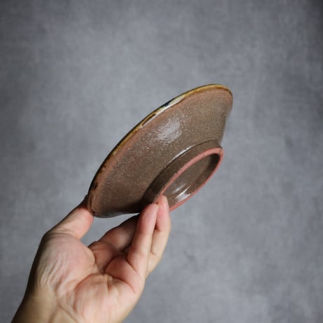 5寸皿2 飴 呉須釉 点打 やちむん 陶器 漂窯:7010004
