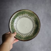 6寸皿2 緑釉 飛鉋 やちむん 陶器 榮一工房:7013016