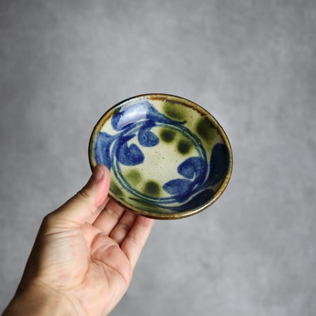 4寸皿 デイゴ 青 緑 やちむん 陶器 陶芸こまがた:7006082