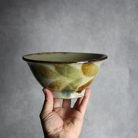 6寸マカイ1 三彩 双葉紋 やちむん 陶器 北窯 松田共司工房:7004067