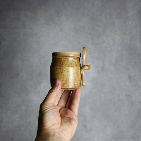木匙付きシュガーポット1 ブラウン やちむん 陶器 cerca:7025033