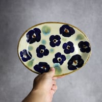 オーバル皿5 花紋 やちむん 陶器 エドメ陶房:7201002
