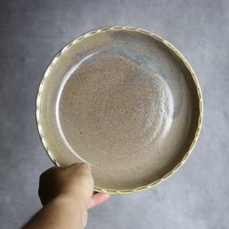7寸浅鉢1 花口縁 アッシュグレー やちむん 陶器 cerca:7025048