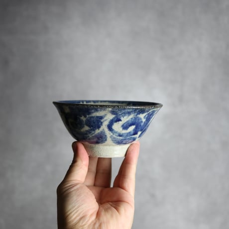 4寸マカイ2 呉須 唐草 やちむん 陶器 榮一工房:7013034