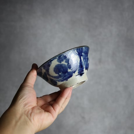 4寸マカイ2 呉須 唐草 やちむん 陶器 榮一工房:7013034