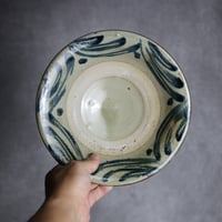 7寸皿1 呉須釉 波紋 やちむん 陶器 北窯 宮城正享工房:7005007