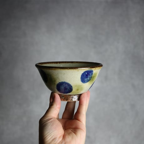 4寸マカイ 青 緑 ドット やちむん 陶器 陶芸こまがた:7006071