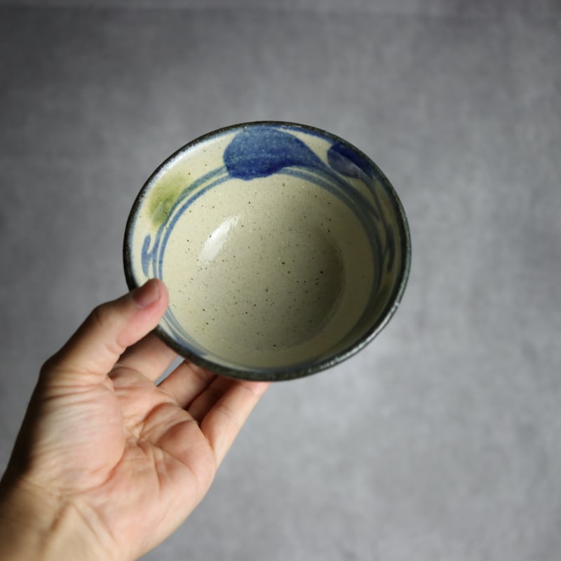4寸マカイ 青 緑 唐草柄 やちむん 陶器 陶芸こまがた:7006024 | MADE