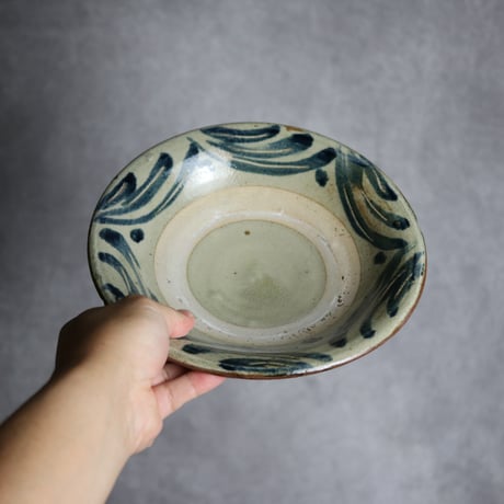 7寸皿1 呉須釉 波紋 やちむん 陶器 北窯 宮城正享工房:7005007
