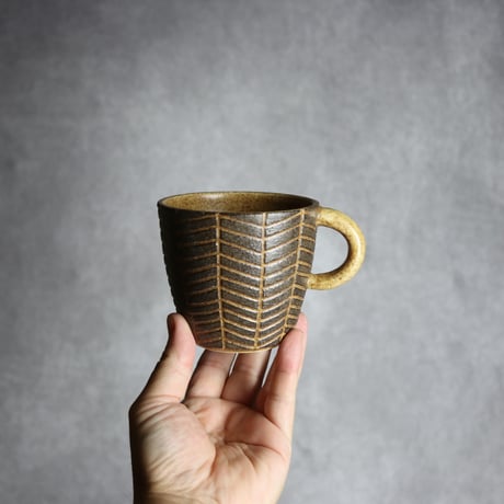 マグカップ1 ヘリンボーン ブラウン やちむん 陶器 cerca:7025038