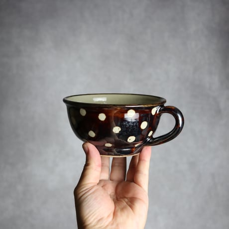 スープカップ 飴釉 蝋抜 点打 やちむん 陶器 真南風工房:7011026