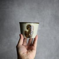 そば猪口中1 黒呉須 線彫 唐草 やちむん 陶器 榮一工房:7013168