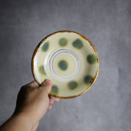 4.5寸皿1 緑釉 点打 やちむん 陶器 北窯 松田共司工房:7004005