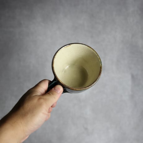 コーヒーカップ＆ソーサー1 呉須釉 櫛描 やちむん 陶器 北窯 松田共司工房:7004074