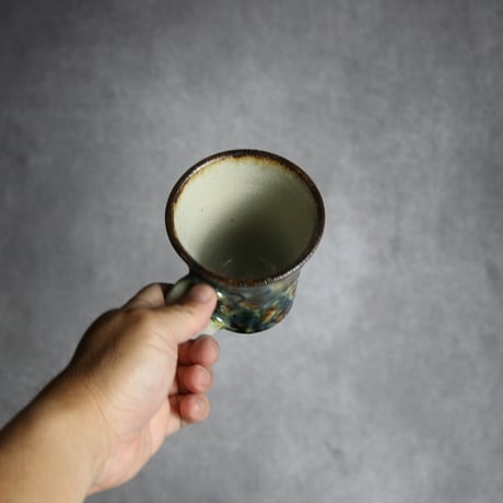 トールマグカップ3 三彩 格子点打 やちむん 陶器 榮一工房:7013098