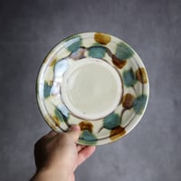 6寸皿1 三彩 指描点打 やちむん 陶器 漂窯:7010006