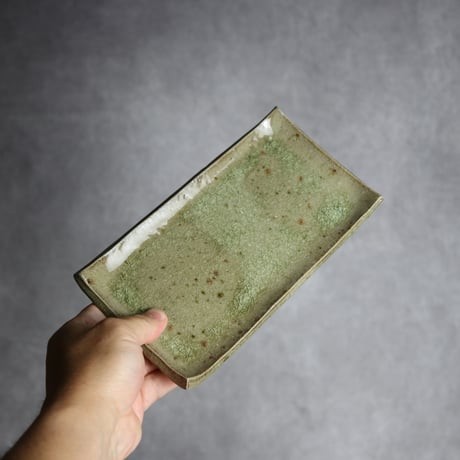 長角皿 中2 灰釉 やちむん 陶器 仁陶器工房:7023014