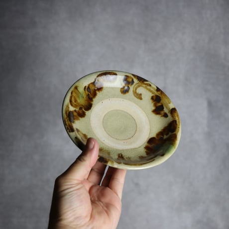 5寸皿1 三彩 菊花唐草 やちむん 陶器 北窯 宮城正享工房:7005004