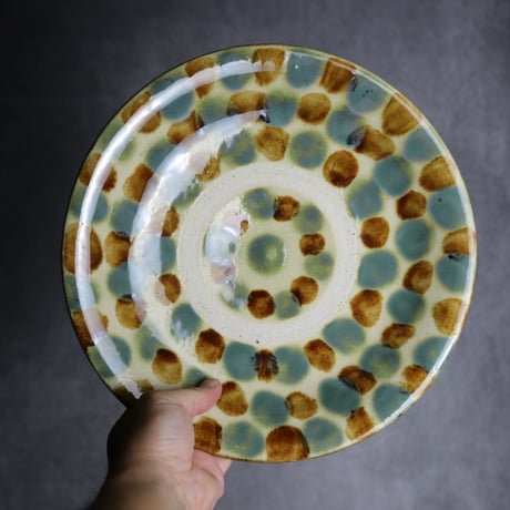 9寸皿1 三彩 点打 やちむん 陶器 北窯 松田共司工房:70040011
