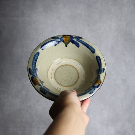 6寸ワンブー1 呉須 飴釉 唐草 やちむん 陶器 北窯 宮城正享工房:7005019